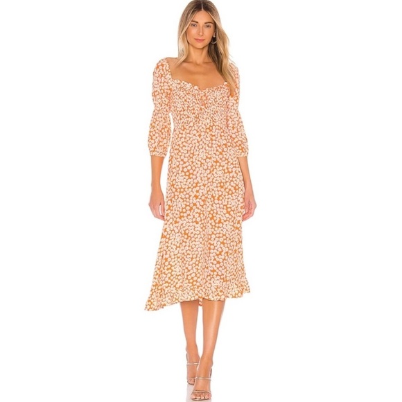 Faithfull the Brand Dresses & Skirts - Faithfull The Brand Nora Orange Dusty Floral Long Sleeve Midi Dress
